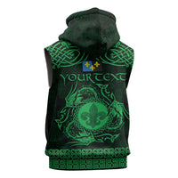Personalized Monmouthshire Sir Fynwy Sleeveless Zip Hoodie Green Fleur-de-lis Celtic-inspired - Wonder Print Shop