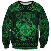 Personalized Monmouthshire Sir Fynwy Sweatshirt Green Fleur-de-lis Celtic-inspired - Wonder Print Shop