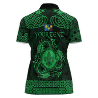 Personalized Monmouthshire Sir Fynwy Women Polo Shirt Green Fleur-de-lis Celtic-inspired - Wonder Print Shop