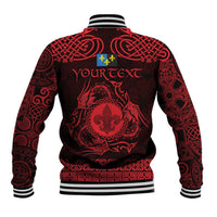 Personalized Monmouthshire Sir Fynwy Baseball Jacket Red Fleur-de-lis Celtic-inspired - Wonder Print Shop