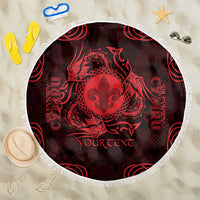 Personalized Monmouthshire Sir Fynwy Beach Blanket Red Fleur-de-lis Celtic-inspired - Wonder Print Shop