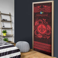 Personalized Monmouthshire Sir Fynwy Door Cover Red Fleur-de-lis Celtic-inspired - Wonder Print Shop