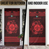 Personalized Monmouthshire Sir Fynwy Door Cover Red Fleur-de-lis Celtic-inspired - Wonder Print Shop