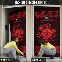 Personalized Monmouthshire Sir Fynwy Door Cover Red Fleur-de-lis Celtic-inspired - Wonder Print Shop