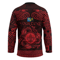 Personalized Monmouthshire Sir Fynwy Hockey Jersey Red Fleur-de-lis Celtic-inspired - Wonder Print Shop