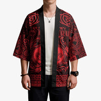 Personalized Monmouthshire Sir Fynwy Kimono Red Fleur-de-lis Celtic-inspired - Wonder Print Shop