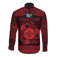 Personalized Monmouthshire Sir Fynwy Long Sleeve Button Shirt Red Fleur-de-lis Celtic-inspired - Wonder Print Shop