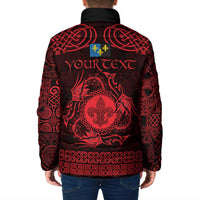 Personalized Monmouthshire Sir Fynwy Padded Jacket Red Fleur-de-lis Celtic-inspired - Wonder Print Shop