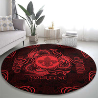 Personalized Monmouthshire Sir Fynwy Round Carpet Red Fleur-de-lis Celtic-inspired - Wonder Print Shop