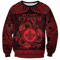 Personalized Monmouthshire Sir Fynwy Sweatshirt Red Fleur-de-lis Celtic-inspired - Wonder Print Shop