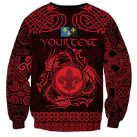 Personalized Monmouthshire Sir Fynwy Sweatshirt Red Fleur-de-lis Celtic-inspired - Wonder Print Shop
