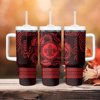 Personalized Monmouthshire Sir Fynwy Tumbler With Handle Red Fleur-de-lis Celtic-inspired - Wonder Print Shop
