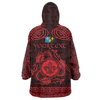 Personalized Monmouthshire Sir Fynwy Wearable Blanket Hoodie Red Fleur-de-lis Celtic-inspired - Wonder Print Shop