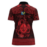 Personalized Monmouthshire Sir Fynwy Women Polo Shirt Red Fleur-de-lis Celtic-inspired - Wonder Print Shop