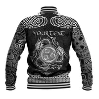 Personalized Montgomeryshire Sir Drefaldwyn Baseball Jacket Black Water Triskele Celtic-inspired - Wonder Print Shop
