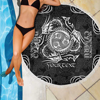 Personalized Montgomeryshire Sir Drefaldwyn Beach Blanket Black Water Triskele Celtic-inspired - Wonder Print Shop