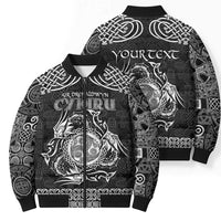 Personalized Montgomeryshire Sir Drefaldwyn Bomber Puffer Jacket Black Water Triskele Celtic-inspired - Wonder Print Shop