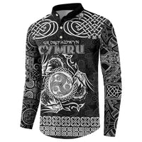 Personalized Montgomeryshire Sir Drefaldwyn Button Sweatshirt Black Water Triskele Celtic-inspired - Wonder Print Shop