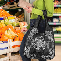 Personalized Montgomeryshire Sir Drefaldwyn Grocery Bag Black Water Triskele Celtic-inspired - Wonder Print Shop