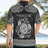 Personalized Montgomeryshire Sir Drefaldwyn Hawaiian Shirt Black Water Triskele Celtic-inspired - Wonder Print Shop