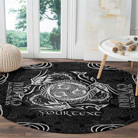 Personalized Montgomeryshire Sir Drefaldwyn Round Carpet Black Water Triskele Celtic-inspired - Wonder Print Shop