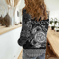 Personalized Montgomeryshire Sir Drefaldwyn Women Casual Shirt Black Water Triskele Celtic-inspired - Wonder Print Shop