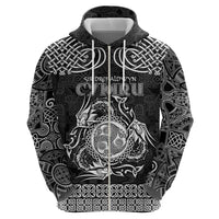 Personalized Montgomeryshire Sir Drefaldwyn Zip Hoodie Black Water Triskele Celtic-inspired - Wonder Print Shop