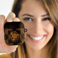 Personalized Montgomeryshire Sir Drefaldwyn AirPods Case Gold Water Triskele Celtic-inspired - Wonder Print Shop