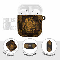 Personalized Montgomeryshire Sir Drefaldwyn AirPods Case Gold Water Triskele Celtic-inspired - Wonder Print Shop