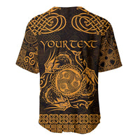 Personalized Montgomeryshire Sir Drefaldwyn Baseball Jersey Gold Water Triskele Celtic-inspired - Wonder Print Shop