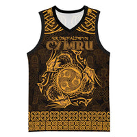 Personalized Montgomeryshire Sir Drefaldwyn Basketball Jersey Gold Water Triskele Celtic-inspired - Wonder Print Shop