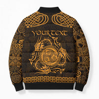 Personalized Montgomeryshire Sir Drefaldwyn Bomber Puffer Jacket Gold Water Triskele Celtic-inspired - Wonder Print Shop