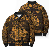 Personalized Montgomeryshire Sir Drefaldwyn Bomber Puffer Jacket Gold Water Triskele Celtic-inspired - Wonder Print Shop