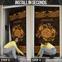 Personalized Montgomeryshire Sir Drefaldwyn Door Cover Gold Water Triskele Celtic-inspired - Wonder Print Shop