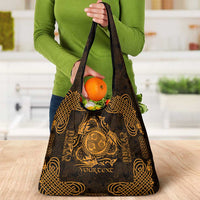 Personalized Montgomeryshire Sir Drefaldwyn Grocery Bag Gold Water Triskele Celtic-inspired - Wonder Print Shop
