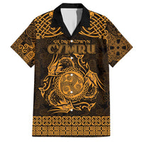 Personalized Montgomeryshire Sir Drefaldwyn Hawaiian Shirt Gold Water Triskele Celtic-inspired - Wonder Print Shop
