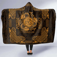 Personalized Montgomeryshire Sir Drefaldwyn Hooded Blanket Gold Water Triskele Celtic-inspired - Wonder Print Shop