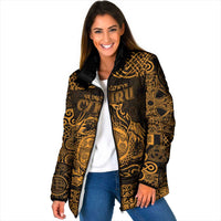 Personalized Montgomeryshire Sir Drefaldwyn Padded Jacket Gold Water Triskele Celtic-inspired - Wonder Print Shop