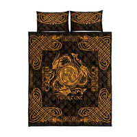 Personalized Montgomeryshire Sir Drefaldwyn Quilt Bed Set Gold Water Triskele Celtic-inspired - Wonder Print Shop