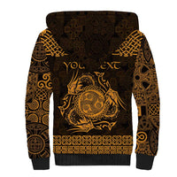 Personalized Montgomeryshire Sir Drefaldwyn Sherpa Hoodie Gold Water Triskele Celtic-inspired - Wonder Print Shop