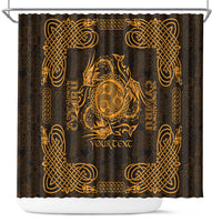 Personalized Montgomeryshire Sir Drefaldwyn Shower Curtain Gold Water Triskele Celtic-inspired - Wonder Print Shop