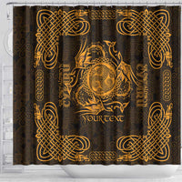 Personalized Montgomeryshire Sir Drefaldwyn Shower Curtain Gold Water Triskele Celtic-inspired - Wonder Print Shop