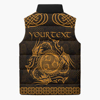 Personalized Montgomeryshire Sir Drefaldwyn Sleeveless Puffer Jacket Gold Water Triskele Celtic-inspired - Wonder Print Shop