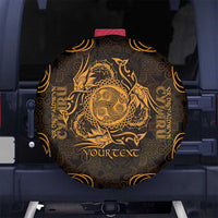 Personalized Montgomeryshire Sir Drefaldwyn Spare Tire Cover Gold Water Triskele Celtic-inspired - Wonder Print Shop