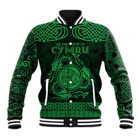 Personalized Montgomeryshire Sir Drefaldwyn Baseball Jacket Green Water Triskele Celtic-inspired - Wonder Print Shop