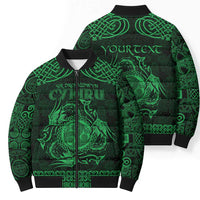 Personalized Montgomeryshire Sir Drefaldwyn Bomber Puffer Jacket Green Water Triskele Celtic-inspired - Wonder Print Shop