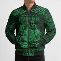 Personalized Montgomeryshire Sir Drefaldwyn Bomber Puffer Jacket Green Water Triskele Celtic-inspired - Wonder Print Shop