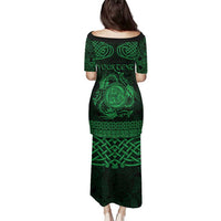 Personalized Montgomeryshire Sir Drefaldwyn Family Matching Puletasi and Hawaiian Shirt Green Water Triskele Celtic-inspired - Wonder Print Shop