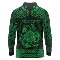 Personalized Montgomeryshire Sir Drefaldwyn Long Sleeve Polo Shirt Green Water Triskele Celtic-inspired - Wonder Print Shop