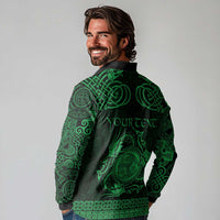 Personalized Montgomeryshire Sir Drefaldwyn Long Sleeve Polo Shirt Green Water Triskele Celtic-inspired - Wonder Print Shop